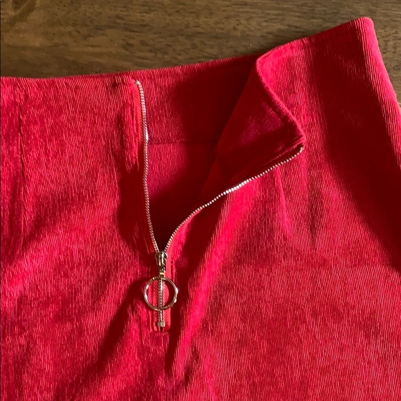 Red Corduroy Mini Skirt - Picture 3 of 8
